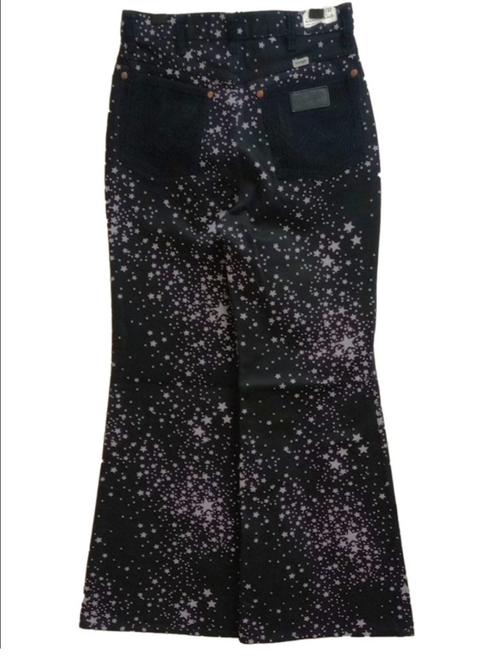 ⭐ WRANGLER "WANDERER" BLACK FLARE WIDE HIGH RISE JEANS WITH WHITE STARS⭐ - Picture 6 of 10